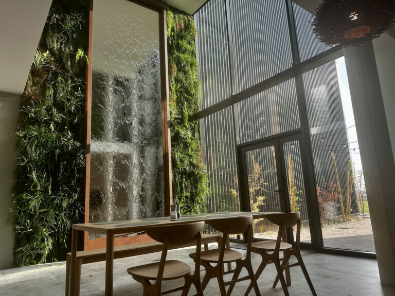 Mirror water wall 600 x 200 cm mixed artificial green wall