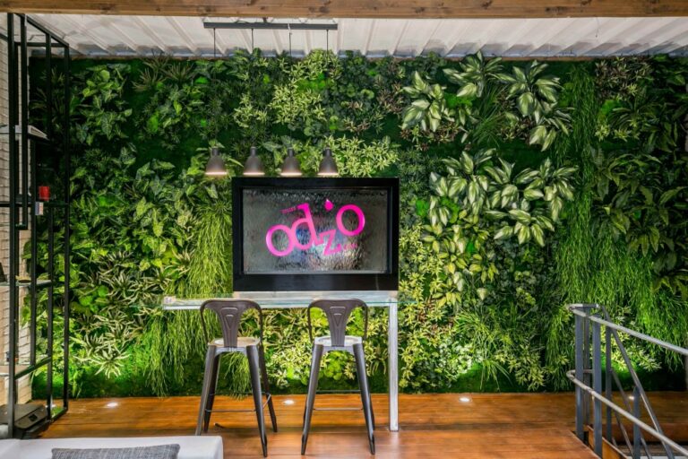 Custom green wall, water wall